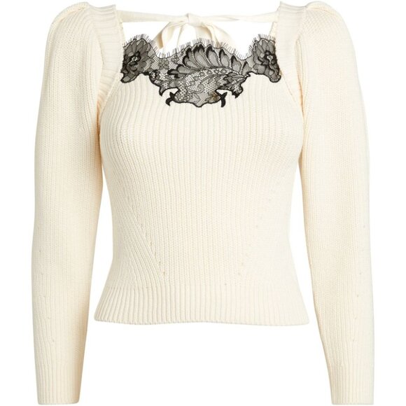 Self-Portrait Lace-Insert Sweater M NWOT - Picture 3 of 5